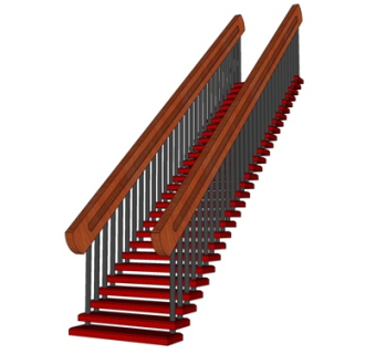 现代实木楼梯su模型