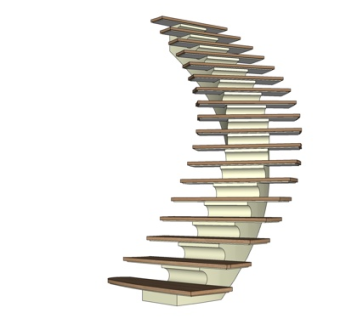 现代实木楼梯su模型