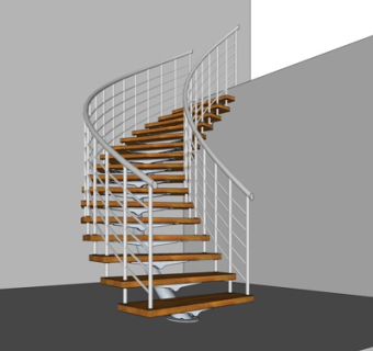 现代实木楼梯su模型