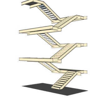 现代转角楼梯su模型