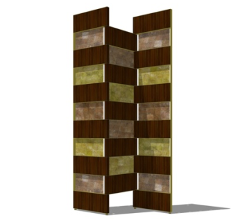 现代实木隔断屏风su模型