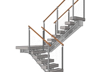 现代铁艺<em>楼梯su模型</em>
