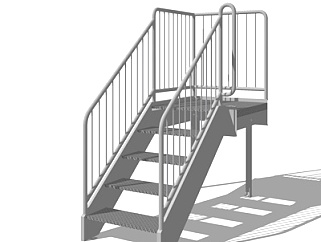 <em>现代铁艺</em>楼梯su模型