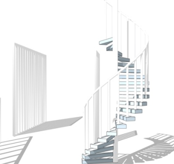 现代旋转楼梯su模型