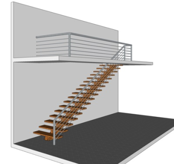 现代实木楼梯su模型