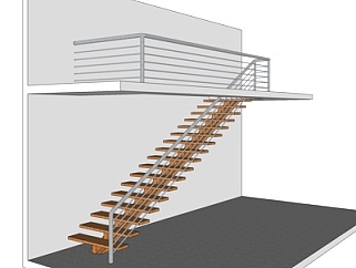 现代实木楼梯su模型