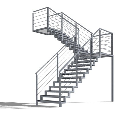 现代铁艺楼梯su模型