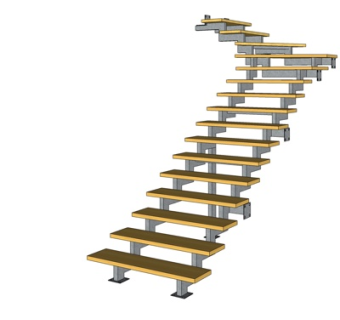 现代实木楼梯su模型