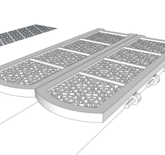 现代铁艺隔断屏风su模型