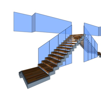 现代实木楼梯su模型