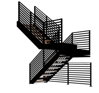 现代转角楼梯su模型