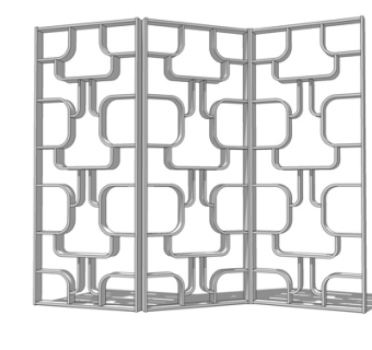现代铁艺隔断屏风su模型