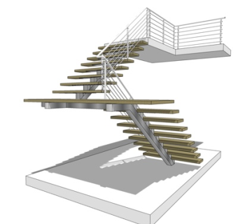 现代转角楼梯su模型