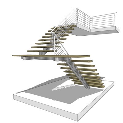 现代转角楼梯su模型