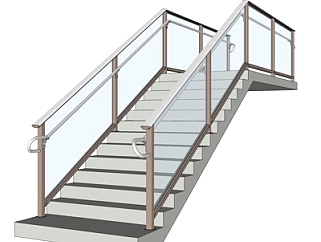 后现代<em>玻璃</em>楼梯su模型