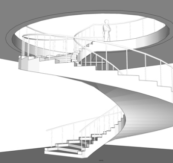 现代旋转楼梯su模型