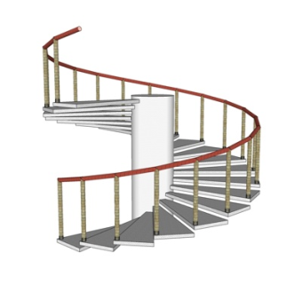 现代旋转楼梯su模型