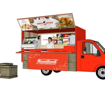 现代快餐车su模型