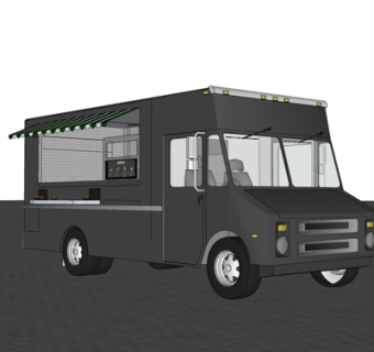 现代快餐车su模型