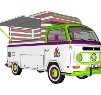 现代快餐车su模型