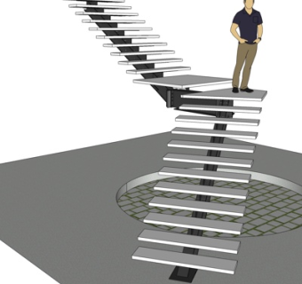 现代楼梯su模型