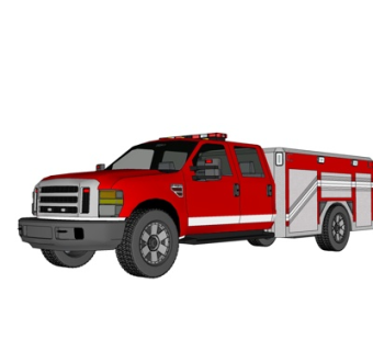 现代消防车su模型