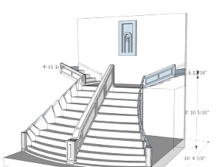 美式楼梯su模型
