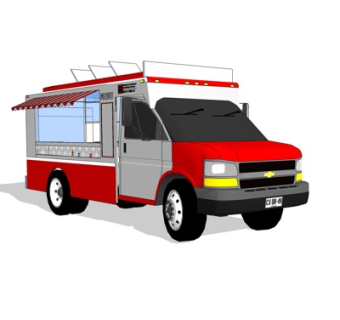 现代快餐车su模型