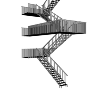 现代铁艺转角楼梯su模型
