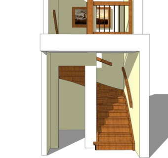 现代实木楼梯su模型