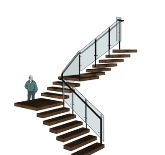 现代转角楼梯su模型