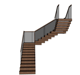 现代转角楼梯su模型