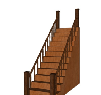 美式实木楼梯su模型