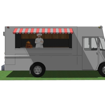 现代小吃车su模型