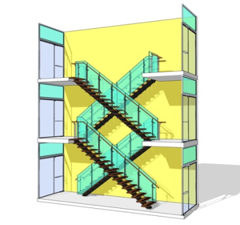 现代转角楼梯su模型