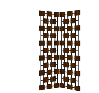 现代实木隔断屏风su模型