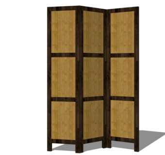 现代实木隔断屏风su模型