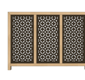 北欧原木隔断屏风su模型