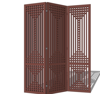 中式实木隔断屏风su模型