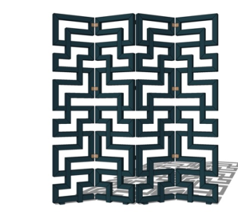 中式实木隔断屏风su模型