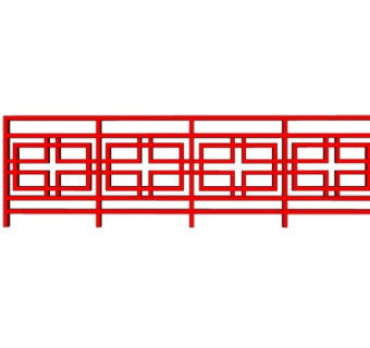 中式铁艺围栏su模型