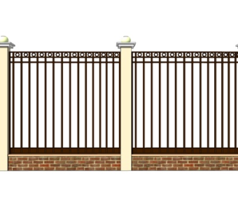 欧式铁艺围墙su模型