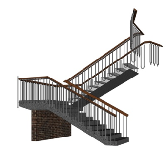 现代转角楼梯su模型