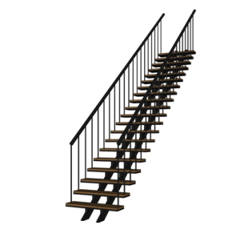 现代实木楼梯su模型