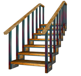 现代实木楼梯su模型
