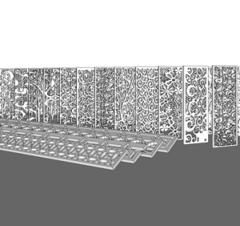 欧式雕花隔断屏风su模型