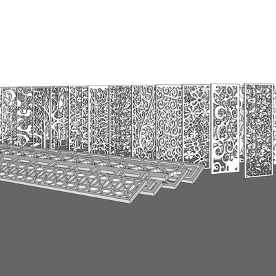 欧式雕花隔断屏风su模型