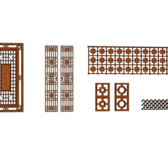 中式实木隔断屏风su模型