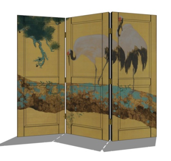 现代丹顶鹤隔断屏风su模型