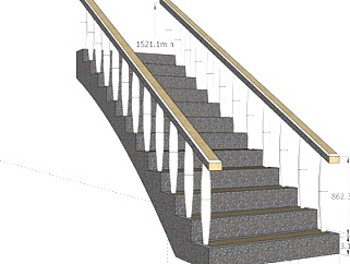 后现代瓷砖楼梯su模型